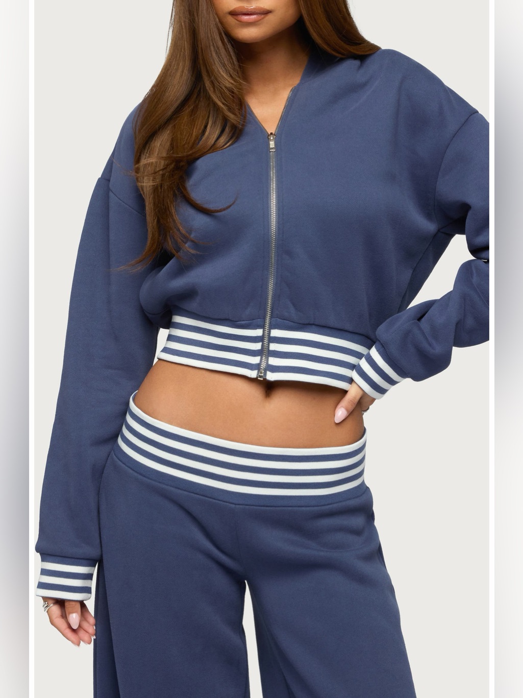 Nwt Edikted Eloura Stripey Zip Up Oversized Hoodie Size Medium
